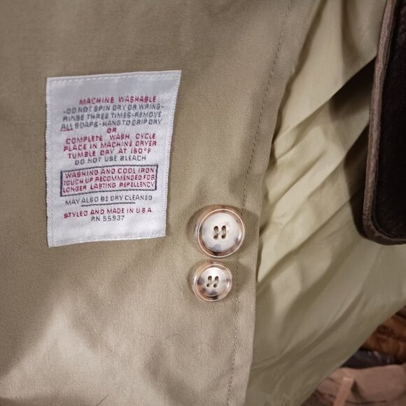 James River Traders Mens Trench Coat Long Detachable Fleece Liner Khaki 44 Long - Picture 10 of 11